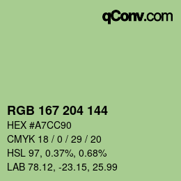 カラーコード: RGB 167 204 144 | qconv.com