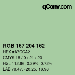 Color code: RGB 167 204 162 | qconv.com