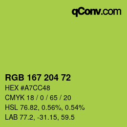 カラーコード: RGB 167 204 72 | qconv.com