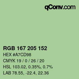 颜色代码: RGB 167 205 152 | qconv.com