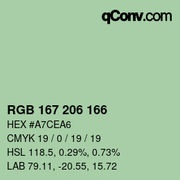 カラーコード: RGB 167 206 166 | qconv.com