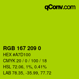 カラーコード: RGB 167 209 0 | qconv.com