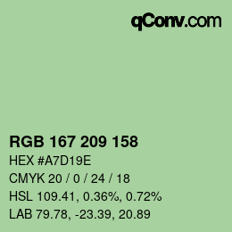 颜色代码: RGB 167 209 158 | qconv.com