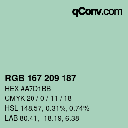 Color code: RGB 167 209 187 | qconv.com