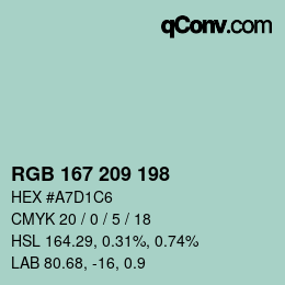 Color code: RGB 167 209 198 | qconv.com