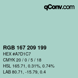 Color code: RGB 167 209 199 | qconv.com
