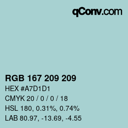 Color code: RGB 167 209 209 | qconv.com