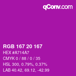 Color code: RGB 167 20 167 | qconv.com
