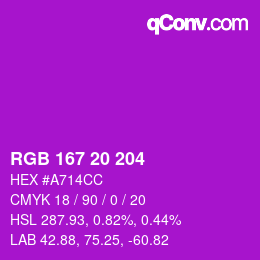 Color code: RGB 167 20 204 | qconv.com