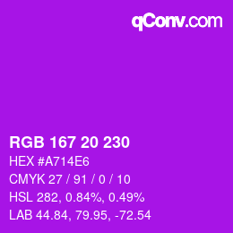 Color code: RGB 167 20 230 | qconv.com