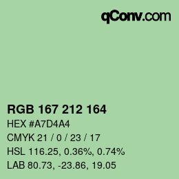 Farbcode: RGB 167 212 164 | qconv.com