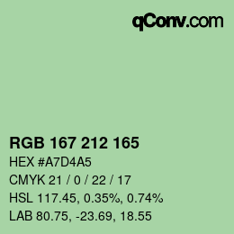 颜色代码: RGB 167 212 165 | qconv.com