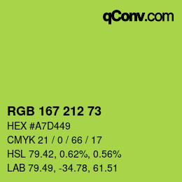 颜色代码: RGB 167 212 73 | qconv.com