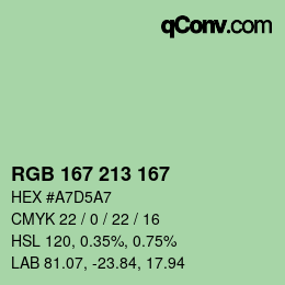 カラーコード: RGB 167 213 167 | qconv.com