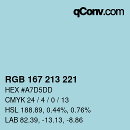 颜色代码: RGB 167 213 221 | qconv.com