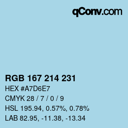 颜色代码: RGB 167 214 231 | qconv.com
