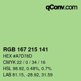 Color code: RGB 167 215 141 | qconv.com