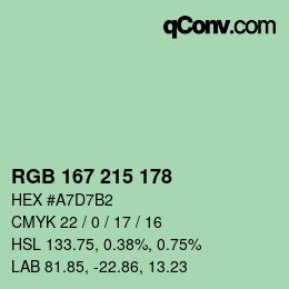 カラーコード: RGB 167 215 178 | qconv.com