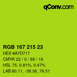 Farbcode: RGB 167 215 23 | qconv.com