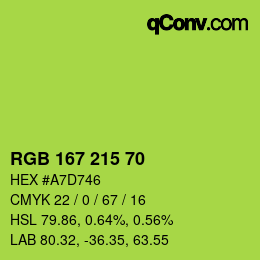 Color code: RGB 167 215 70 | qconv.com