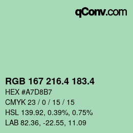 カラーコード: RGB 167 216.4 183.4 | qconv.com