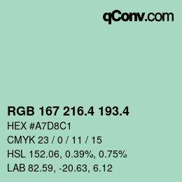 カラーコード: RGB 167 216.4 193.4 | qconv.com