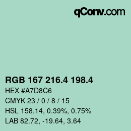 カラーコード: RGB 167 216.4 198.4 | qconv.com