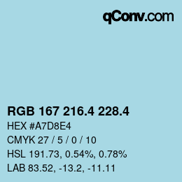 カラーコード: RGB 167 216.4 228.4 | qconv.com