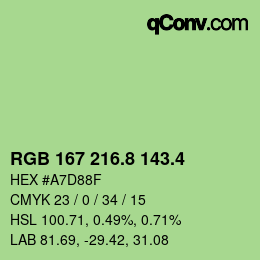 カラーコード: RGB 167 216.8 143.4 | qconv.com