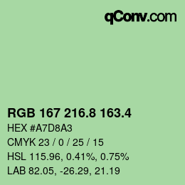 カラーコード: RGB 167 216.8 163.4 | qconv.com
