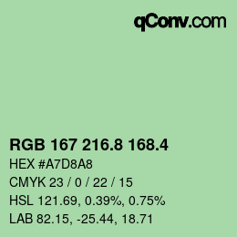 カラーコード: RGB 167 216.8 168.4 | qconv.com