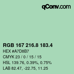 カラーコード: RGB 167 216.8 183.4 | qconv.com