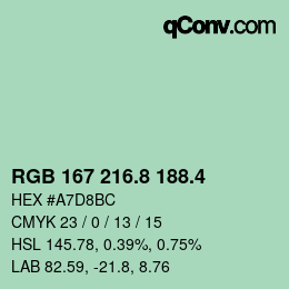 カラーコード: RGB 167 216.8 188.4 | qconv.com
