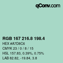 カラーコード: RGB 167 216.8 198.4 | qconv.com