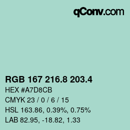 カラーコード: RGB 167 216.8 203.4 | qconv.com