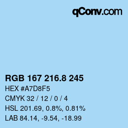 カラーコード: RGB 167 216.8 245 | qconv.com