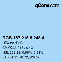 カラーコード: RGB 167 216.8 248.4 | qconv.com