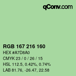 Color code: RGB 167 216 160 | qconv.com