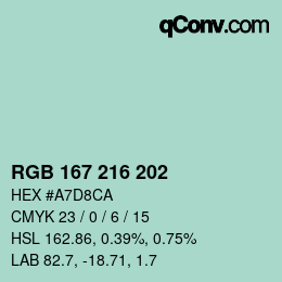 Color code: RGB 167 216 202 | qconv.com