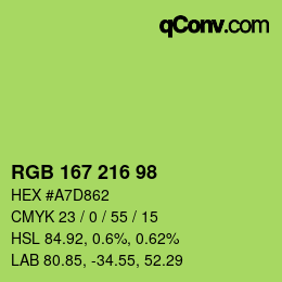 Color code: RGB 167 216 98 | qconv.com