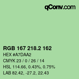 カラーコード: RGB 167 218.2 162 | qconv.com