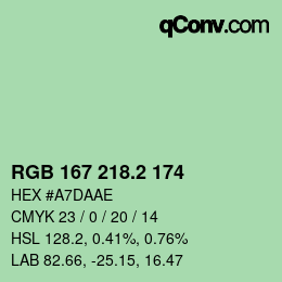 カラーコード: RGB 167 218.2 174 | qconv.com