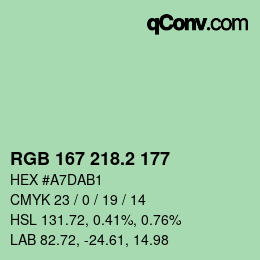 カラーコード: RGB 167 218.2 177 | qconv.com