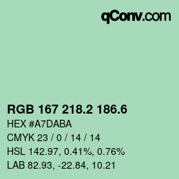 カラーコード: RGB 167 218.2 186.6 | qconv.com