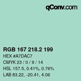カラーコード: RGB 167 218.2 199 | qconv.com