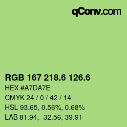 カラーコード: RGB 167 218.6 126.6 | qconv.com