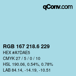 カラーコード: RGB 167 218.6 229 | qconv.com