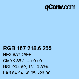 カラーコード: RGB 167 218.6 255 | qconv.com