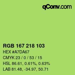 カラーコード: RGB 167 218 103 | qconv.com