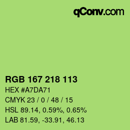 Color code: RGB 167 218 113 | qconv.com